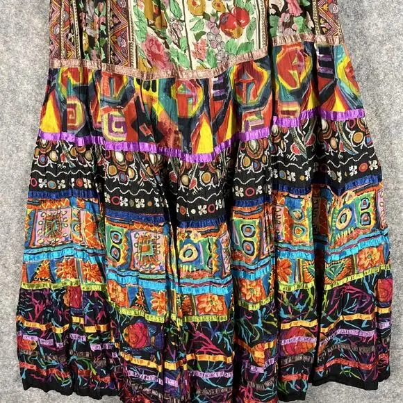 VTG SOFT SURROUNDINGS Boho Gypsy Kamala Jungle Print Maxi Skirt XL - Picture 8 of 8